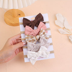 5-Piece Plaid Bowknot Headband Set for Little Princess