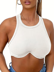 Ribbed Crop Tank Top Racerback Sleeveless Summer Top