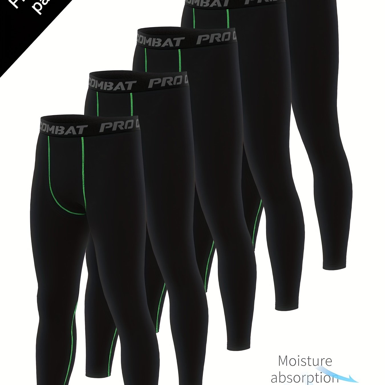 Men's Solid Pocket Leggings Active Sports Compression Pants