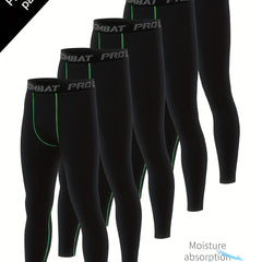 Men's Solid Pocket Leggings Active Sports Compression Pants
