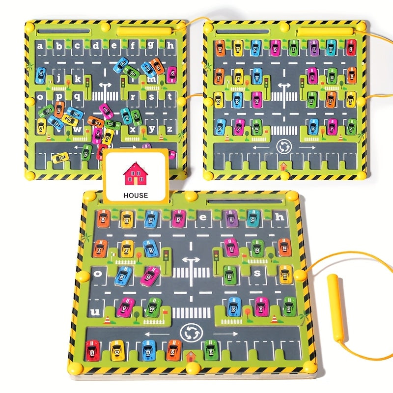 Green Magnetic Alphabet Maze Toy Wooden Puzzle Toy for Men Women