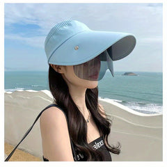 Retractable Sun Visor Hat With Wrap Around Sunglasses