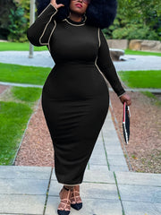 Line Print Bodycon Maxi Dress Women's Plus Sexy Dress