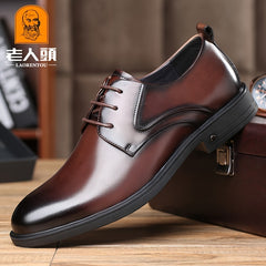LAORENTOU Men's Leather Wholecut Oxford Derby Style Formal Dress Shoes