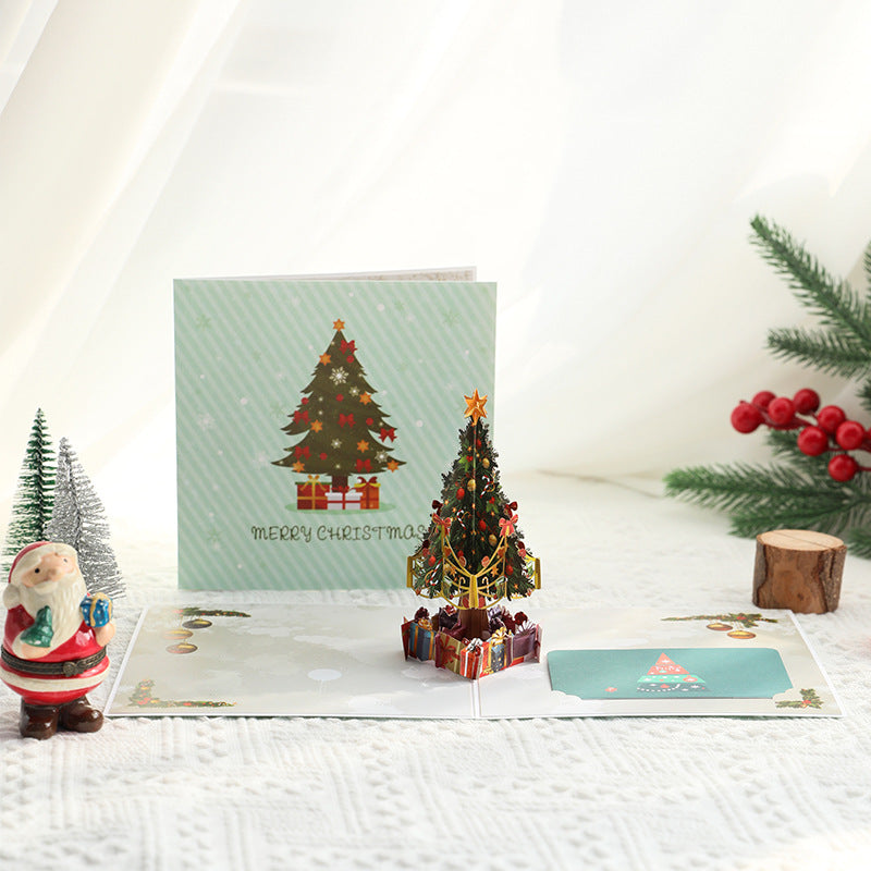 3D Pop Up Card Colorful Christmas Tree Merry Christmas Greeting Card