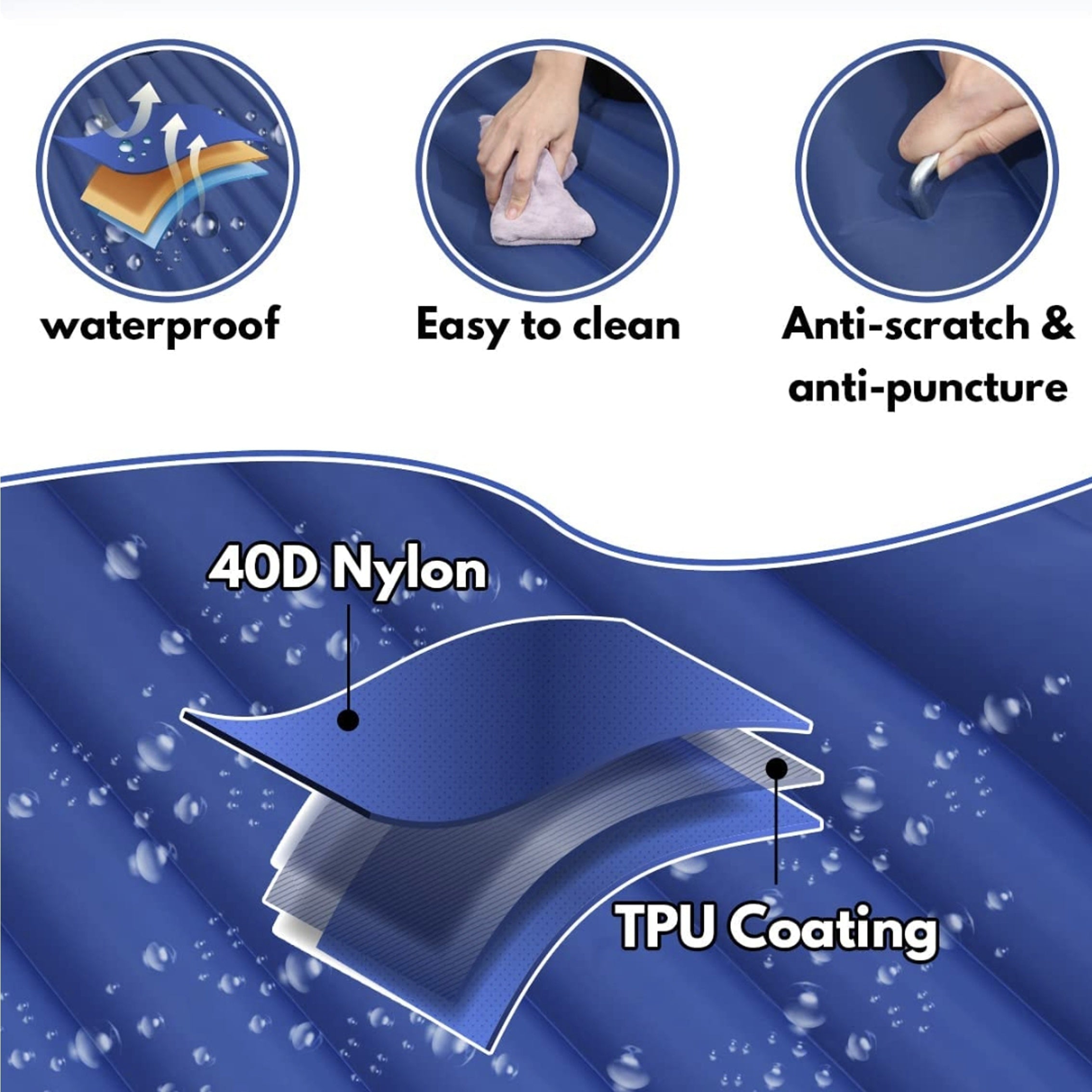 Inflatable TPU Mattress - Portable & Moisture Proof