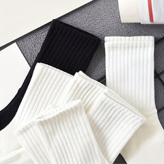 6 Pairs Men's Solid Crew Socks Breathable Casual Unisex Outdoor Socks