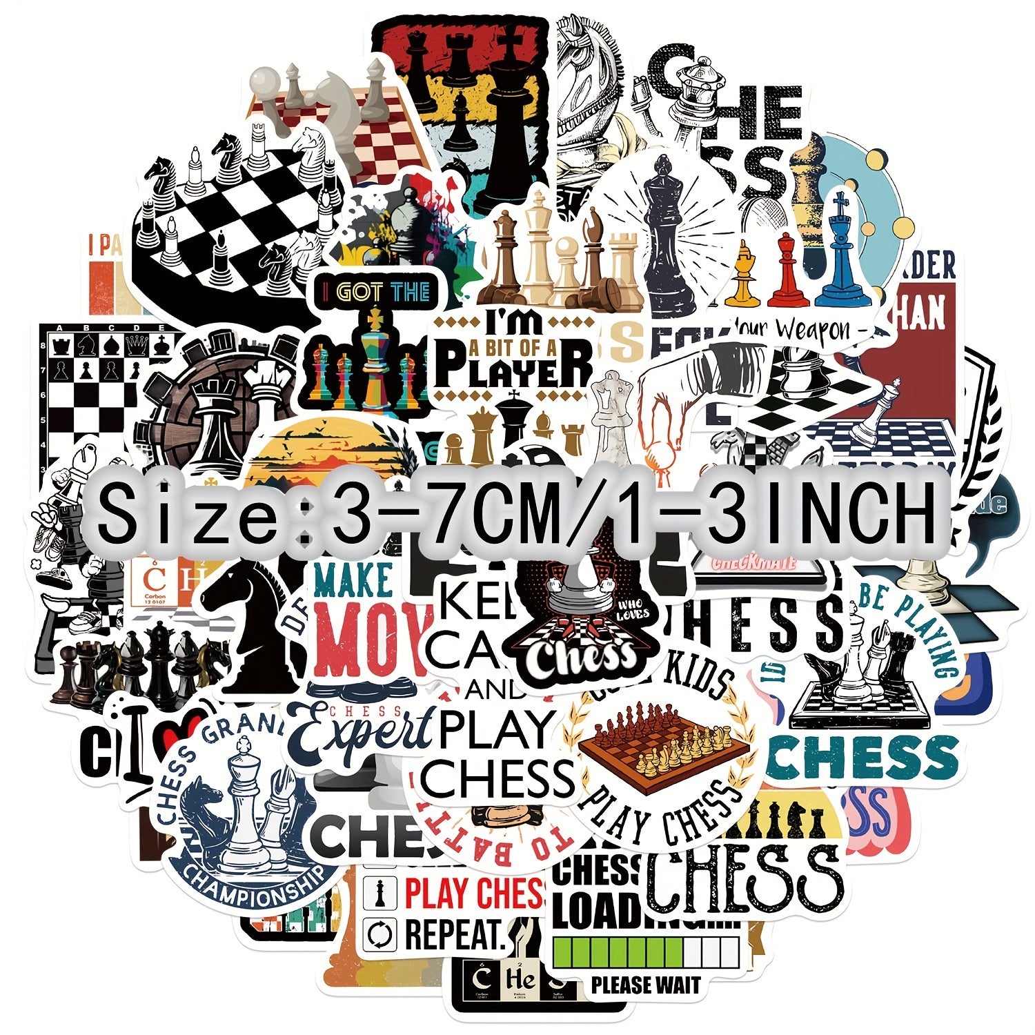 50pcs Cartoon Chess Game Series Stickers for Laptop Helmet Water Cup Decoration