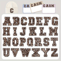 26pcs Leopard Letter Embroidered Patch Sticker for Clothing Repair