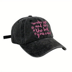 Pink Letter Embroidery Baseball Cap Vintage Distressed Dad Hat
