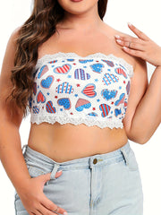 Heart Print Independence Bra with Lace Trim
