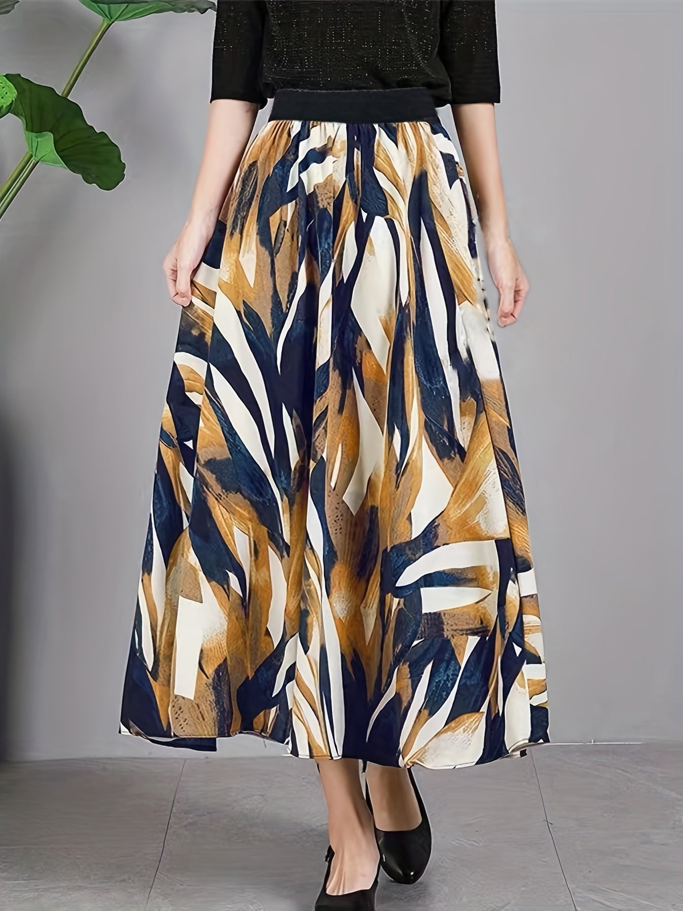 Floral Print Elastic Waist Skirt for Women