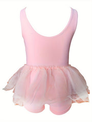 Sequin Bow Sleeveless Tutu Swimwear Set with Cap