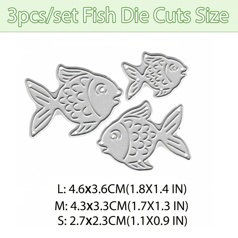 3pcs Fish Metal Cutting Dies Scrapbook Paper Craft Stencils DIY Album