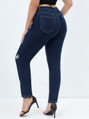 Butterfly Print High Rise Skinny Jeans