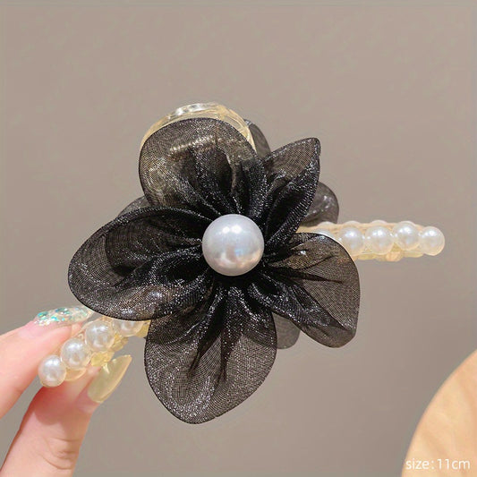 Organza Flower Hair Claw Ponytail Holder Hair Clip Hair Accessories