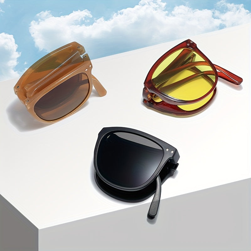 Foldable Square Frame Sunglasses Portable Outdoor Glasses UV400