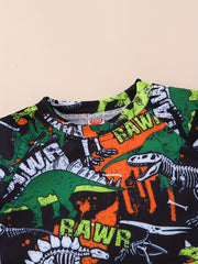 Boys Dinosaur Print Quick Dry Swimming Suit & Shorts Set