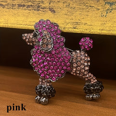 Pink Stone Poodle Brooch For Men