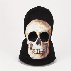 Halloween Horror Skull Knitted Head Cover Ghost Mask Cosplay Fun Warm Woolen Hat