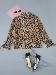 Leopard Print Long Sleeve Shirt Plus Size