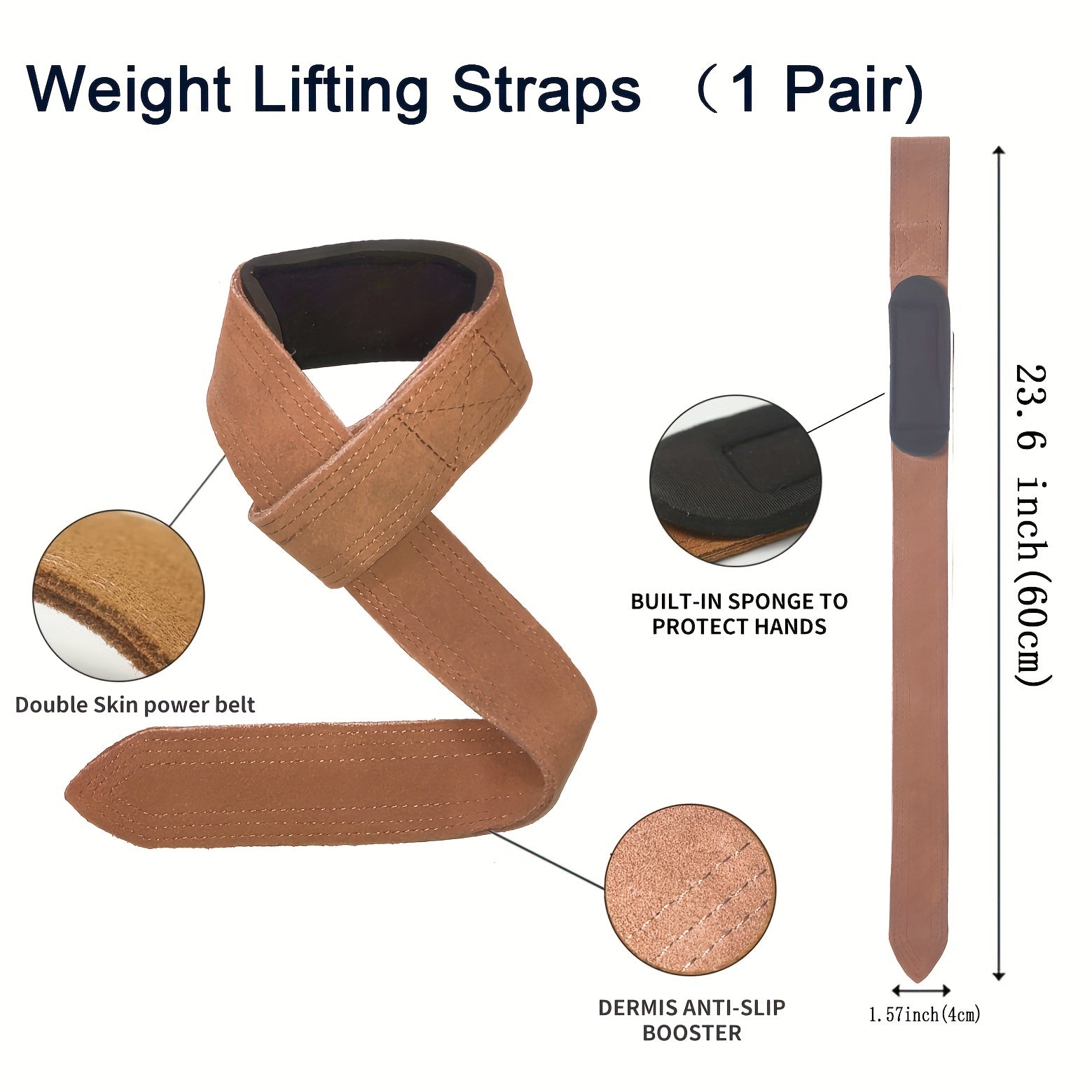 Cohide Leather Weightlifting Straps With Soft Lining Wrist Loop