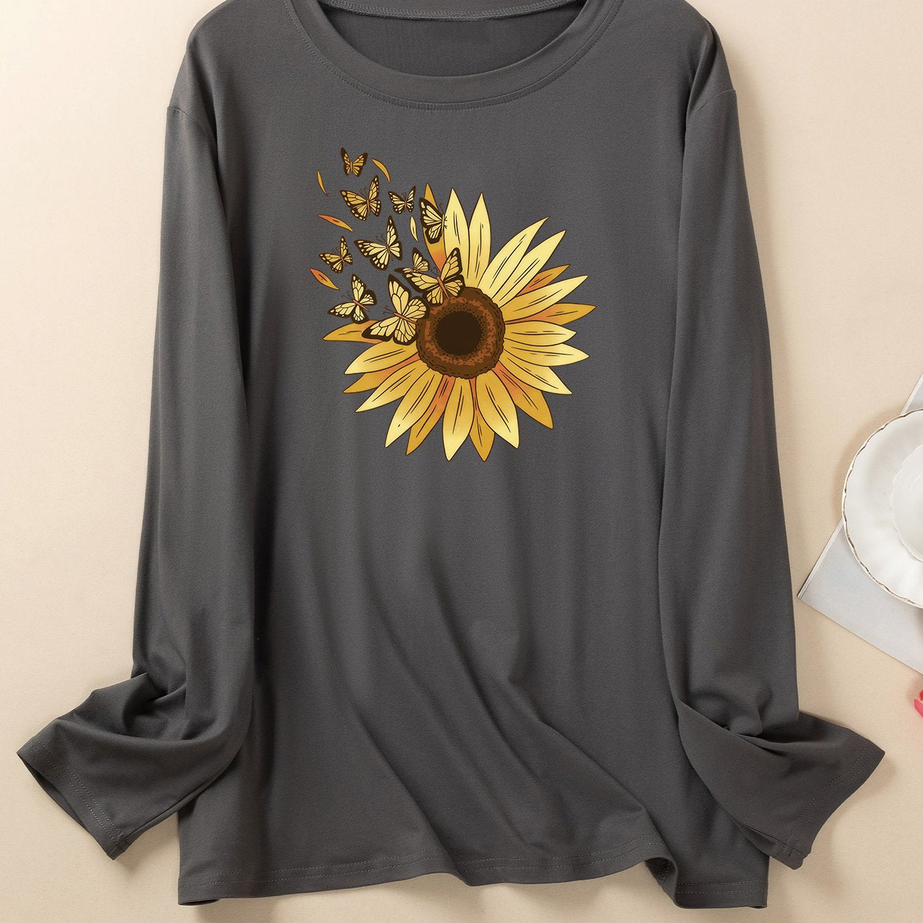 Sunflower & Butterfly Print Lounge Top