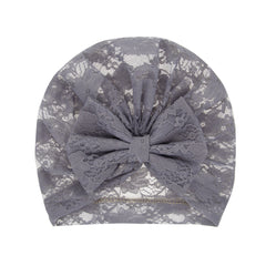 Baby Girls Turban Hat with Knotted Lace Flower for Wedding