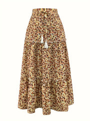 Boho Skirt Women's Plus Ditsy Floral Print Maxi Skirt
