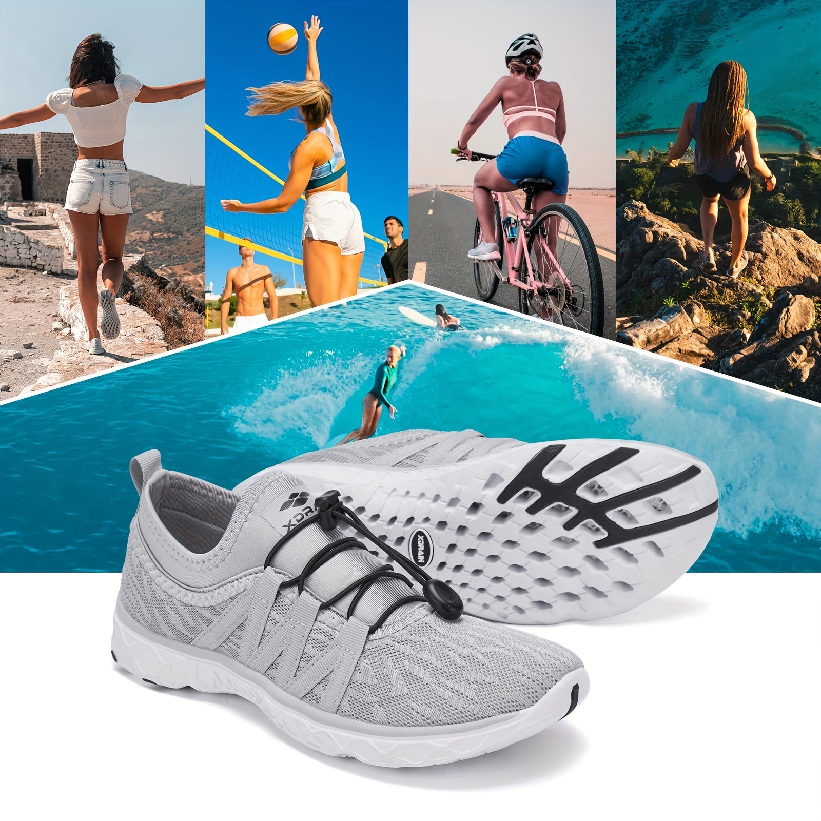 Women's Lace up Water Shoes Non Slip Mesh Sneakers Casual Outdoor Shoes