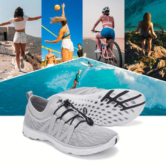 Women's Lace up Water Shoes Non Slip Mesh Sneakers Casual Outdoor Shoes