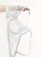 Floral Lace Unlined Bra Comfy & Breathable Bow Tie Bra Women's Lingerie