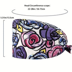 Cartoon Print Work Cap Adjustable Scrub Cap Unisex Working Hats