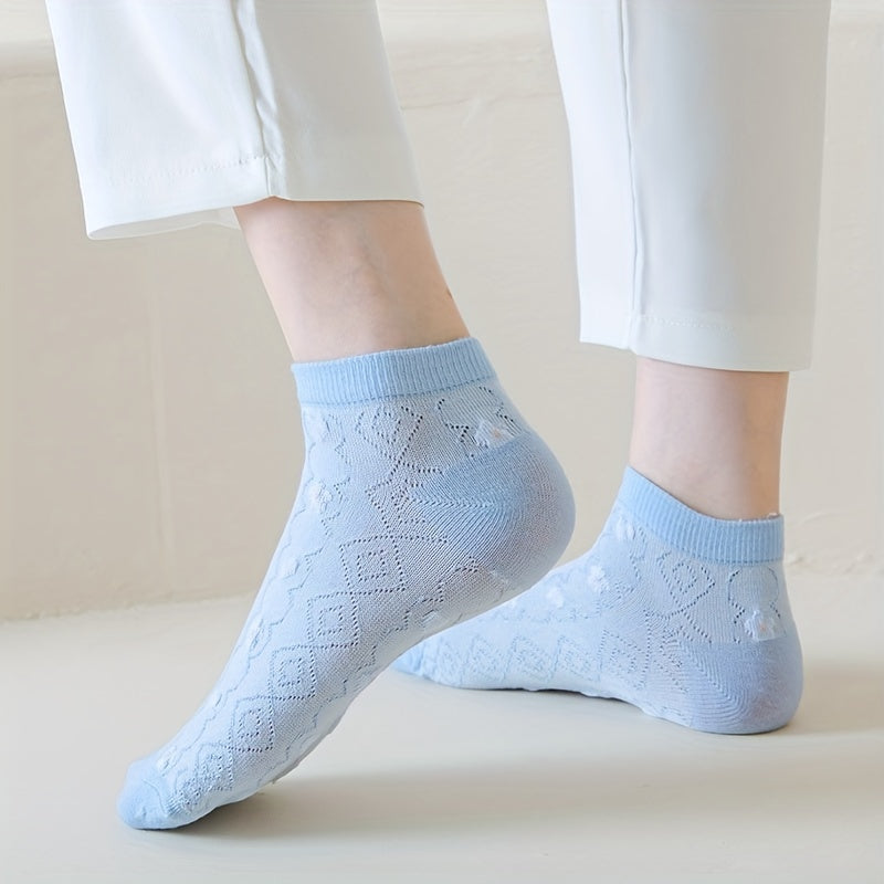 5 Pairs Floral Print Socks Soft Low Cut Ankle Women's Stockings