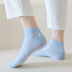 5 Pairs Floral Print Socks Soft Low Cut Ankle Women's Stockings