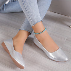 Women's Glitter Loafers Pointed Toe Slip On Flat Shoes