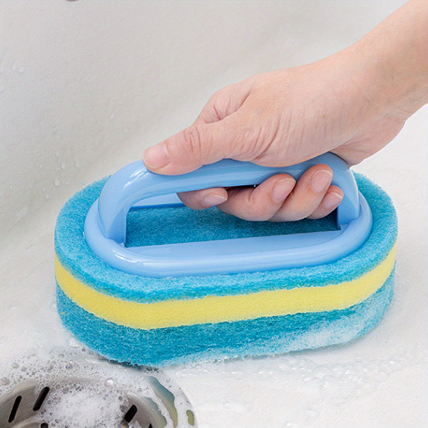 2pcs Handled Bathtub Scrubber Sponge Brush Soft Magic Sponge Eraser