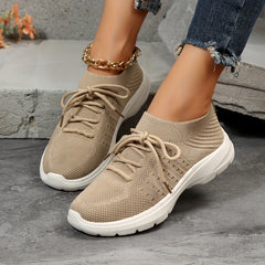 Women's Breathable Mesh Sneakers Casual Lace Up Outdoor Shoes Lightweight