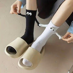 Cartoon Hand Holding Socks Soft Comfortable Stockings