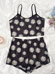 Floral Print Pajama Set Cami Top & Shorts Women's Sleepwear