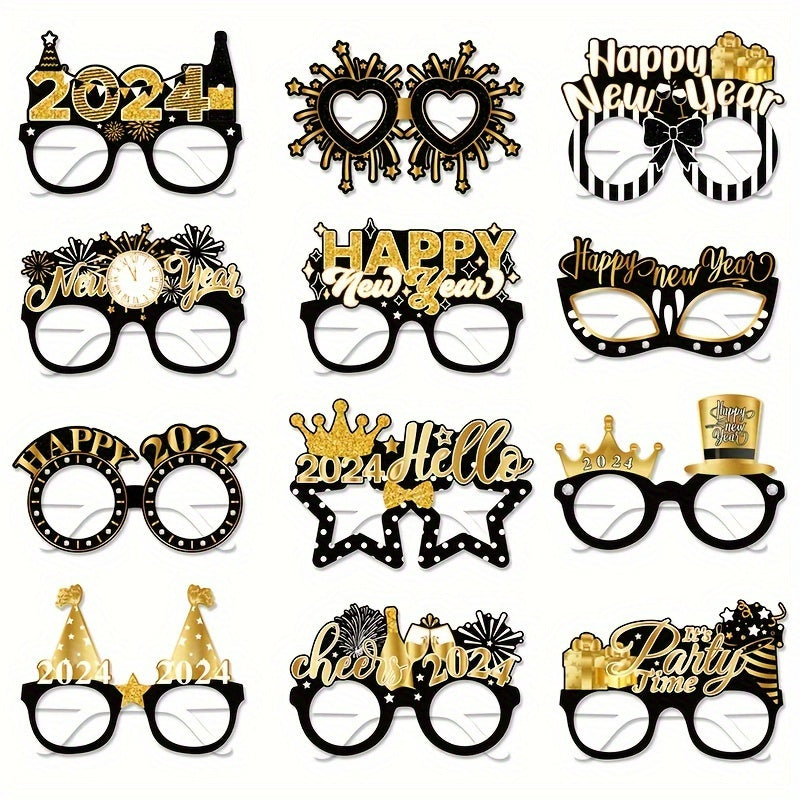 12 Pieces Year Decorative Glasses Party Supplies Photo Props