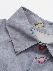 Dinosaur Graphic Print Boys Top Lapel Shirt