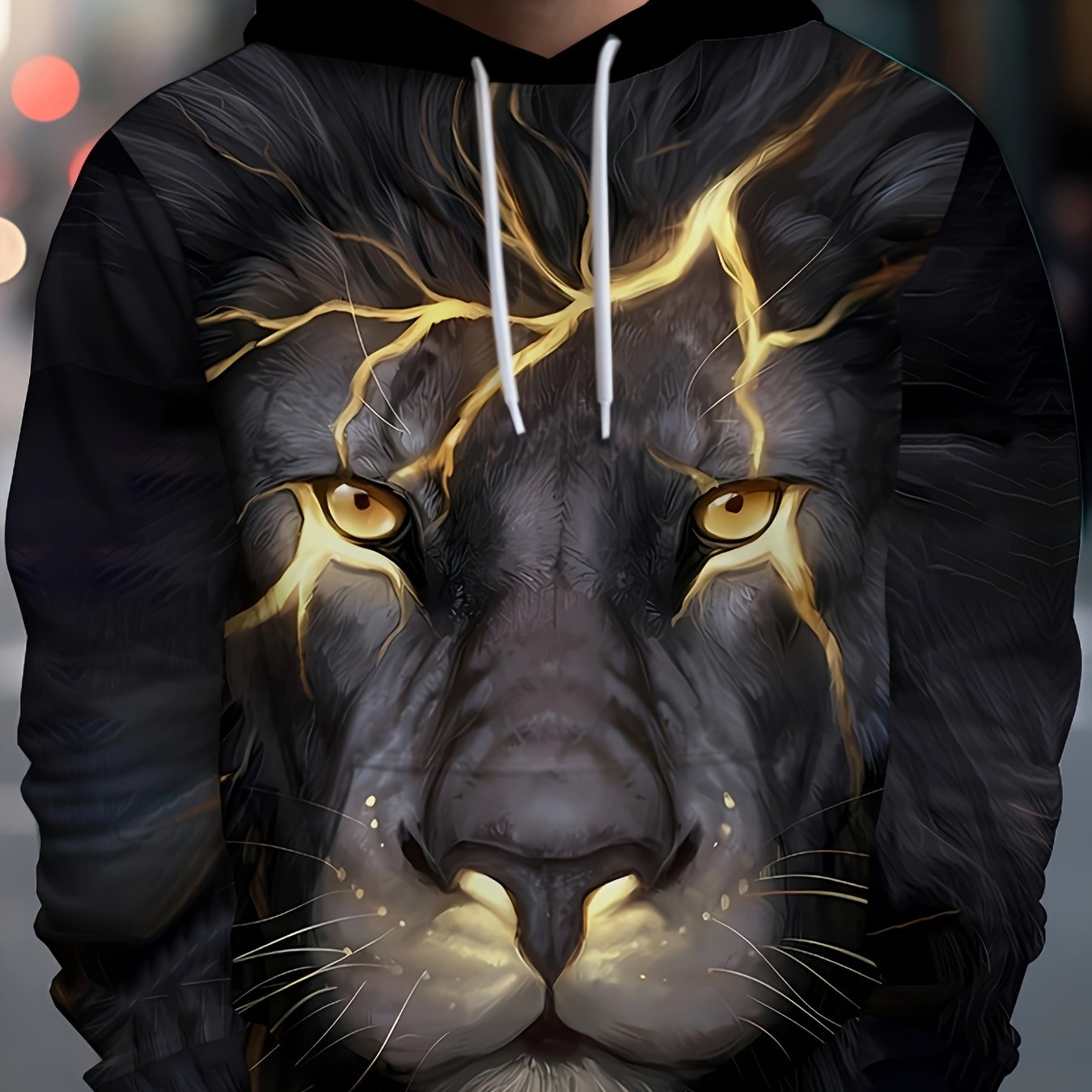 3D Print Lion Hoodie for Men Autumn Winter Graphic Pullover