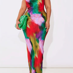 Tie Dye Cowl Neck Bodycon Maxi Dress