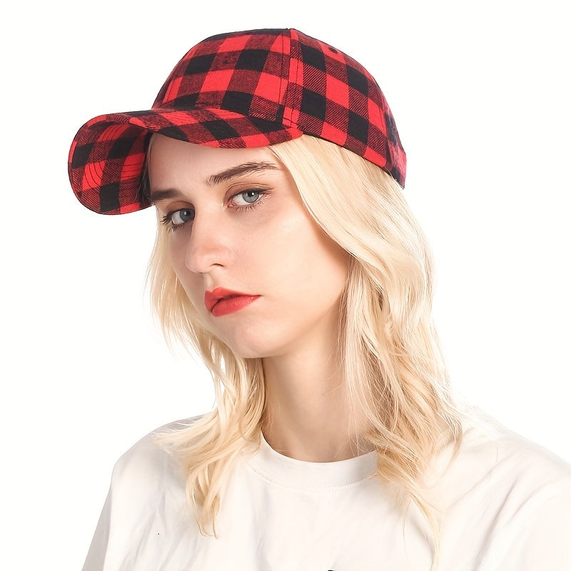 Plaid Print Couple Baseball Cap Classic Cotton Dad Hats for Men Women