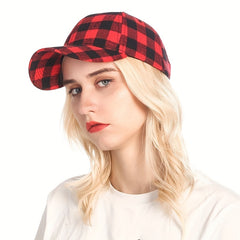 Plaid Print Couple Baseball Cap Classic Cotton Dad Hats for Men Women
