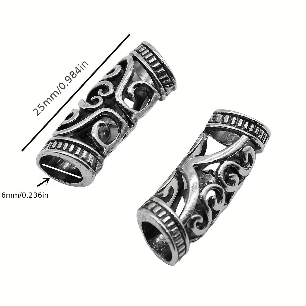 10pcs Silvery Large Hole Hollow Curved Tube Beads for DIY Bracelet Necklace