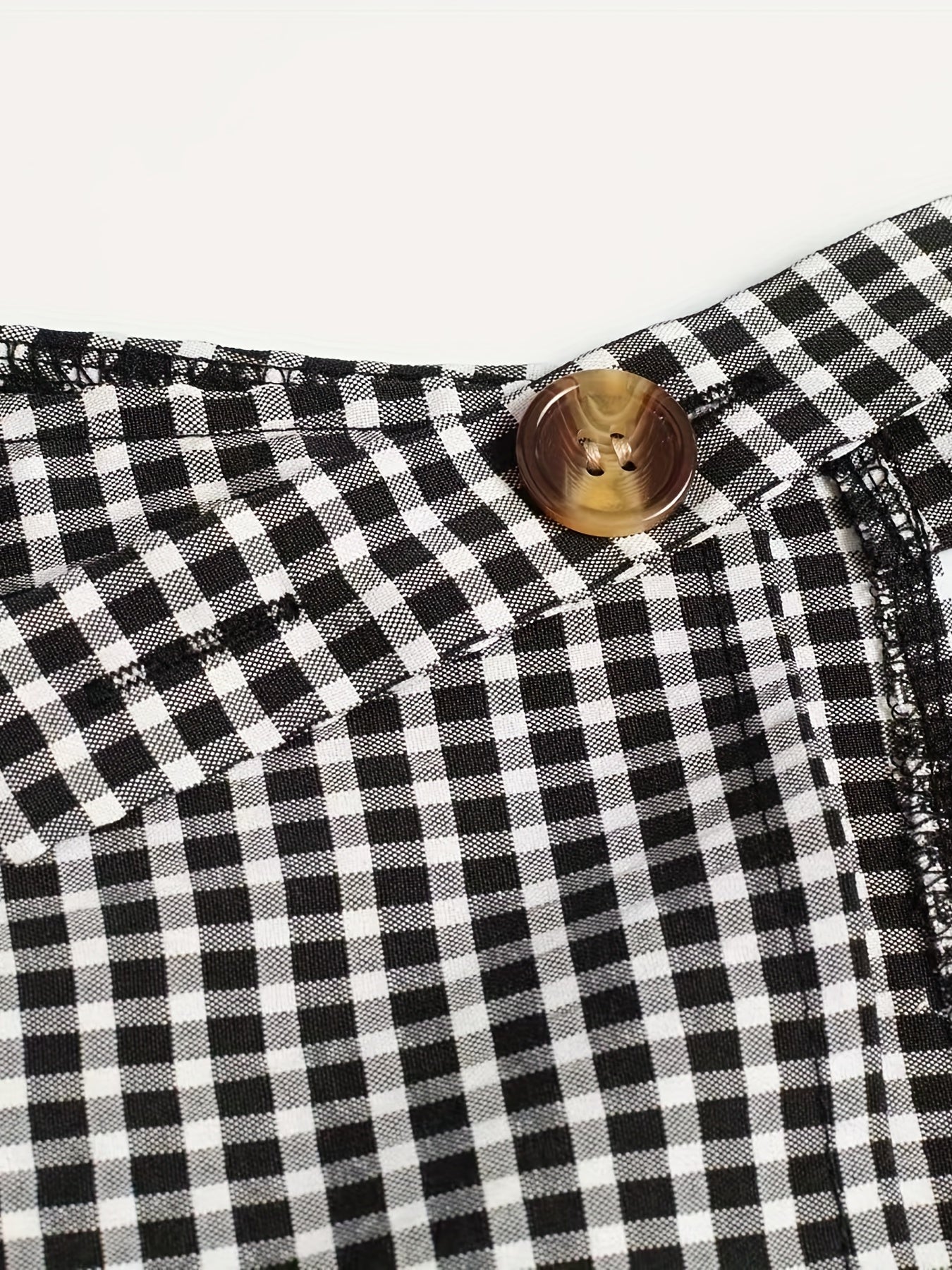 Plaid Print Dual Pockets Overall Jumpsuit