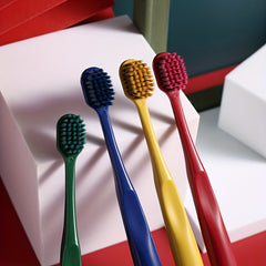 2pcs Macaron Wide Head Toothbrush Couple Bamboo Charcoal Soft Bristle