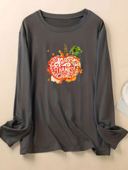 Pumpkin Print Lounge Top Long Sleeve Tee